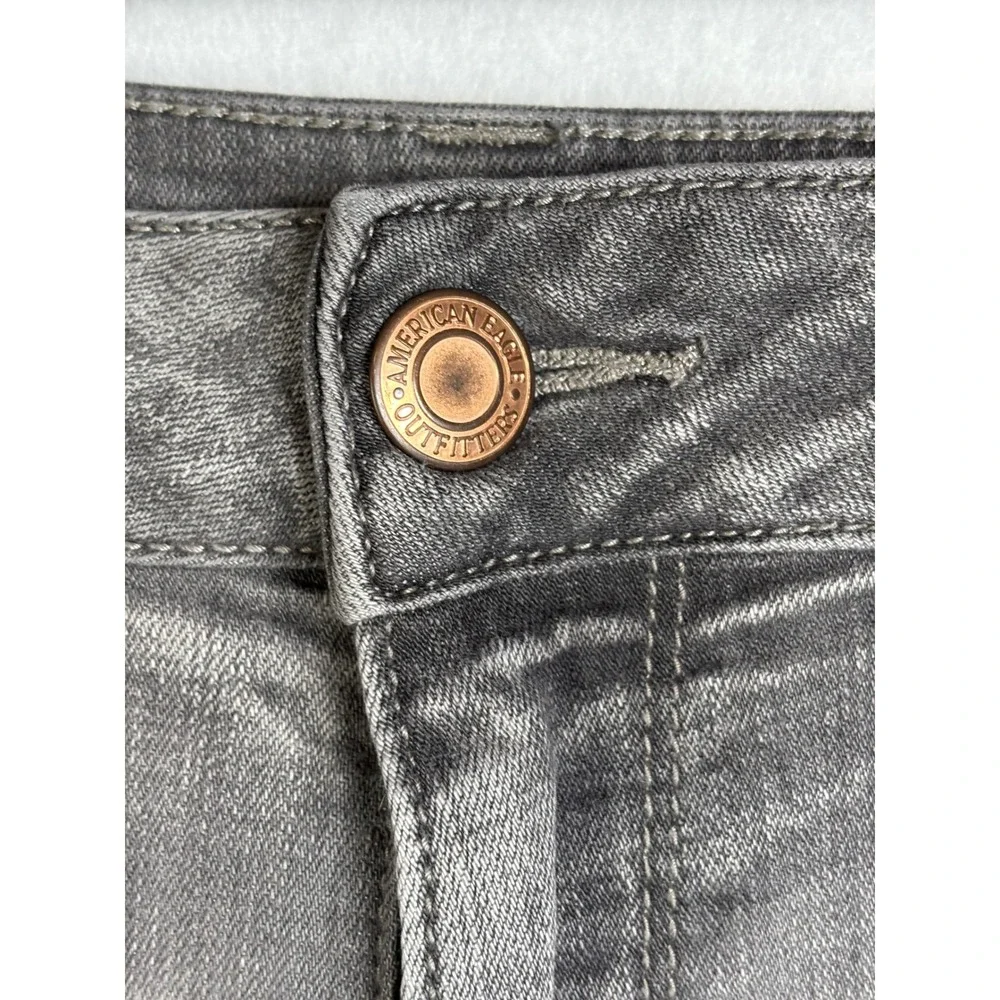 American Eagle Straight Jeans Womens 18 Long Gray Cotton Stretch Classic Casual